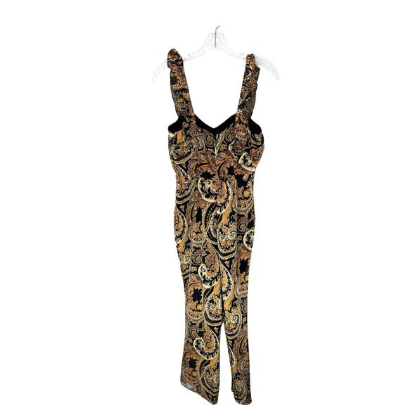 House of Harlow Revolve Gold Black Paisley Night Out Samaya Jumpsuit Size XS - Picture 11 of 15